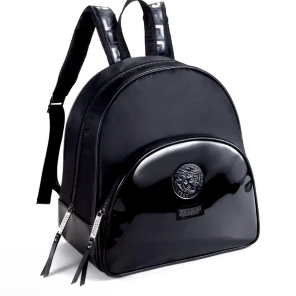 Versace Parfumes Black Backpack approx 13 x 12 x 7